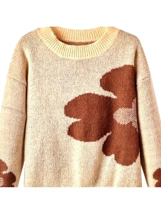 Sweaters - Crew neck sweater, NWOT ,size Medium,100%polyester , light tane with brown.